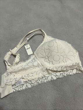 aerie Floral Lace Bralette in Ivory